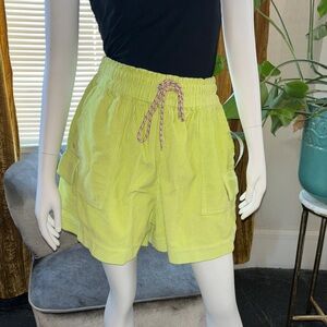 BDG Neon Lime Corduroy Drawstring Athletic Shorts